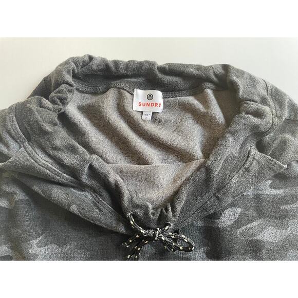 Sundry Drawstring Skirt in Black‎ & Gray Camo Pockets Size 1 Small - Picture 4 of 7